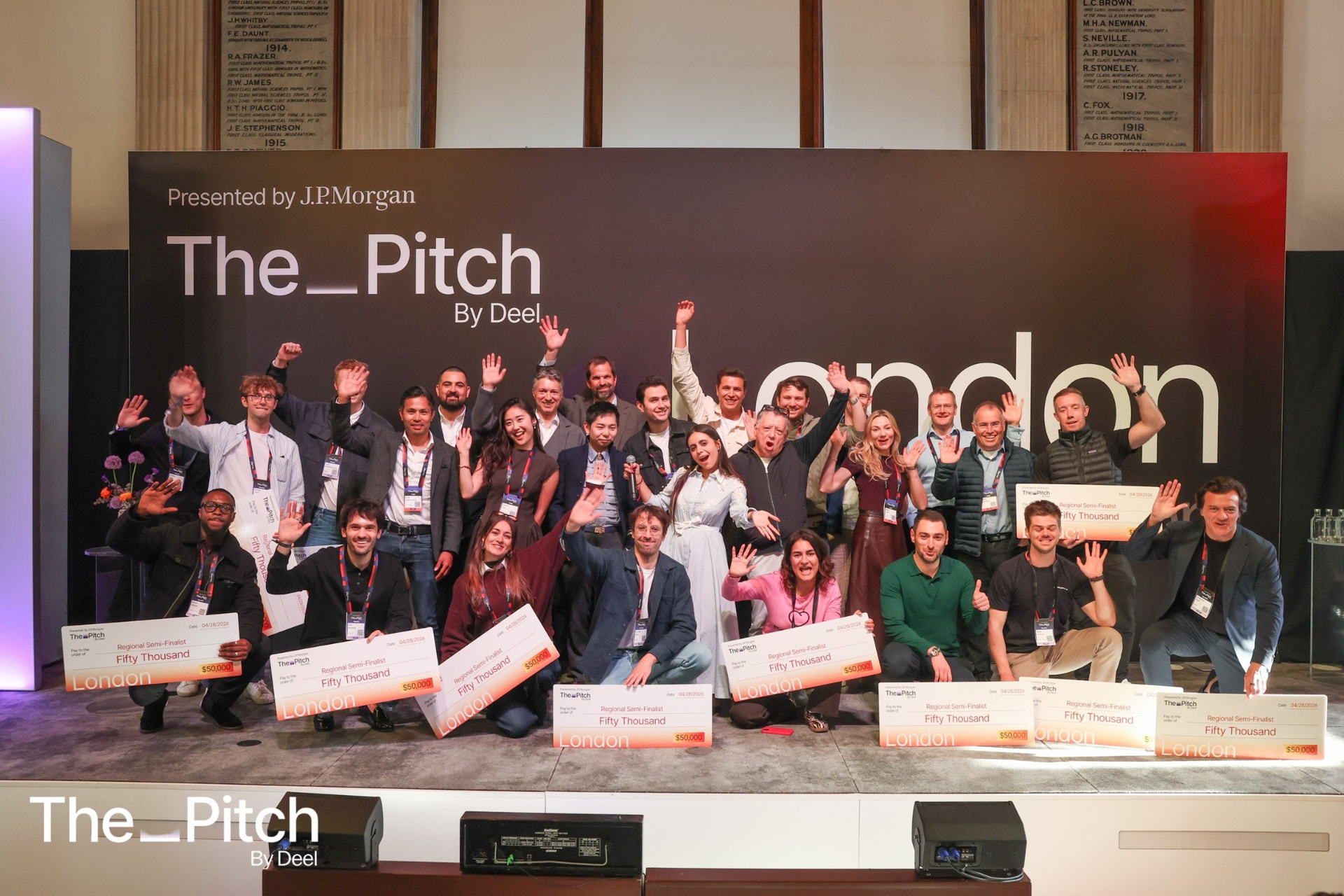 London semi-finalists and the wider group celebrating on stage at the close of the event