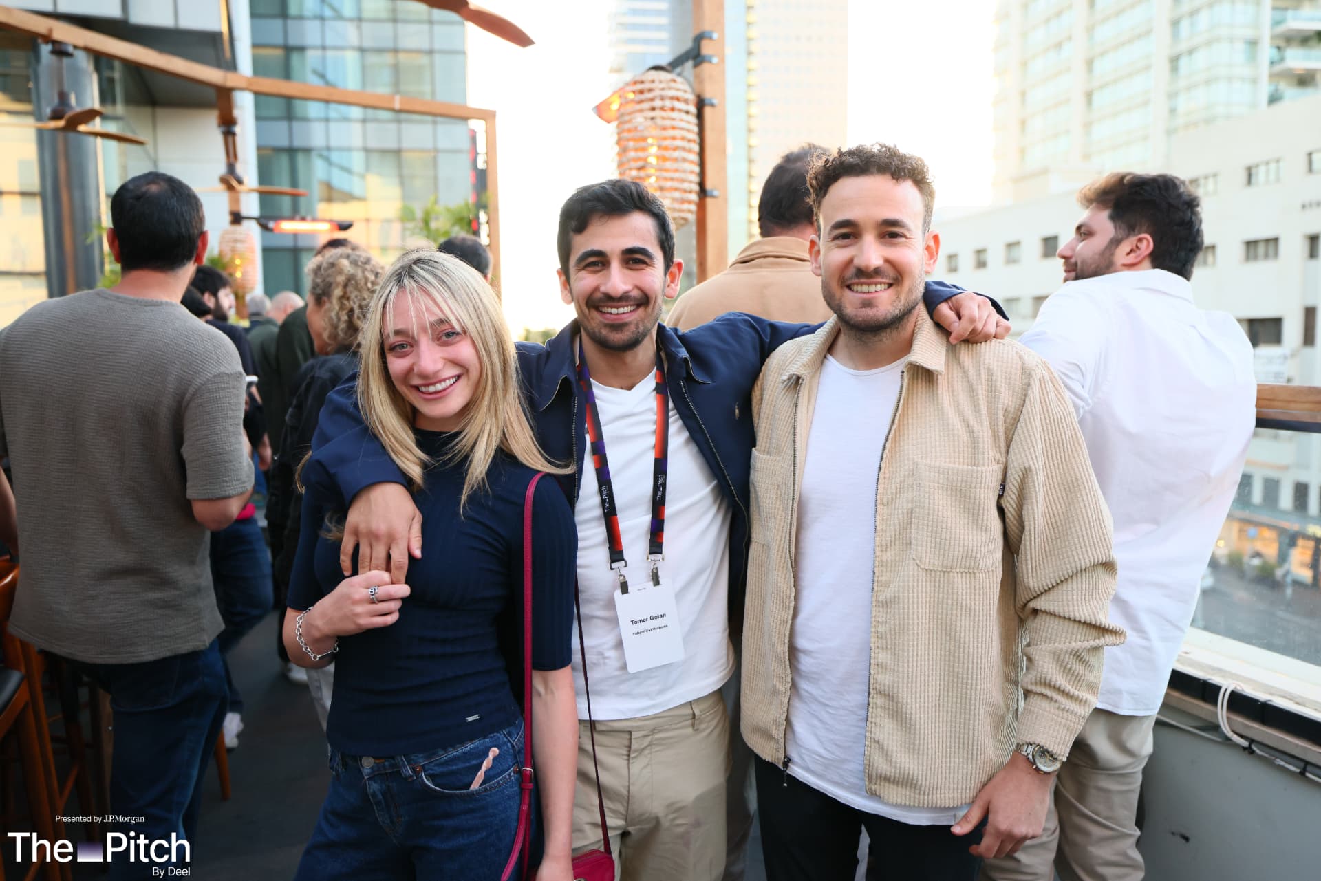 Guests at the rooftop reception in Tel Aviv