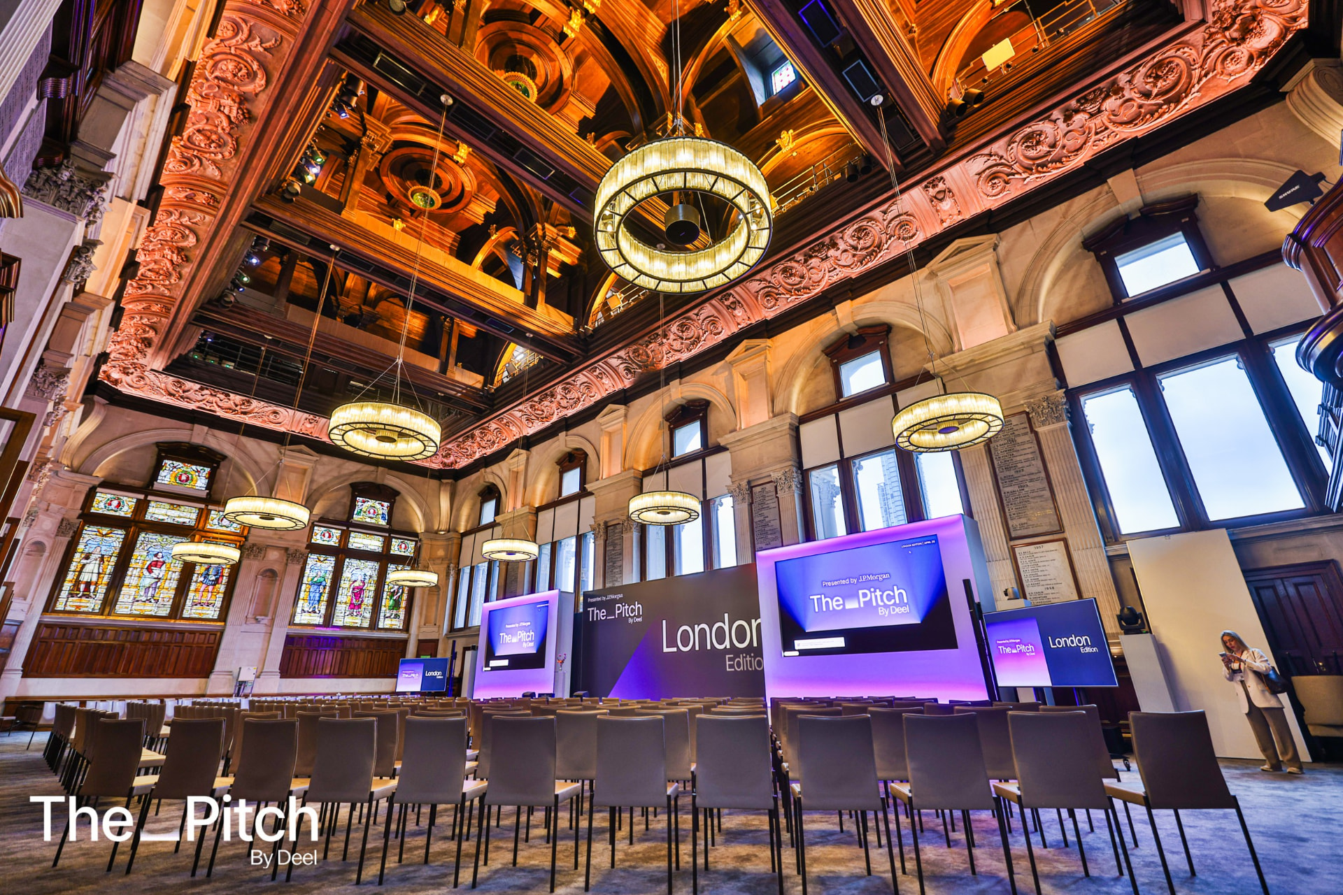 The London Edition stage set within the historic hall at J.P. Morgan Embankment