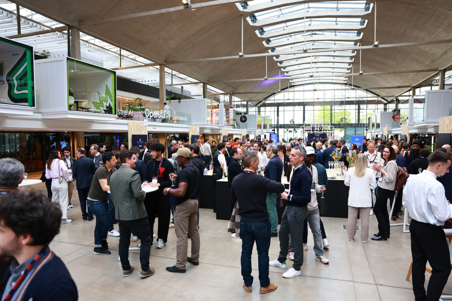 Founders, investors and partners gathered under the glass roof of STATION F in Paris