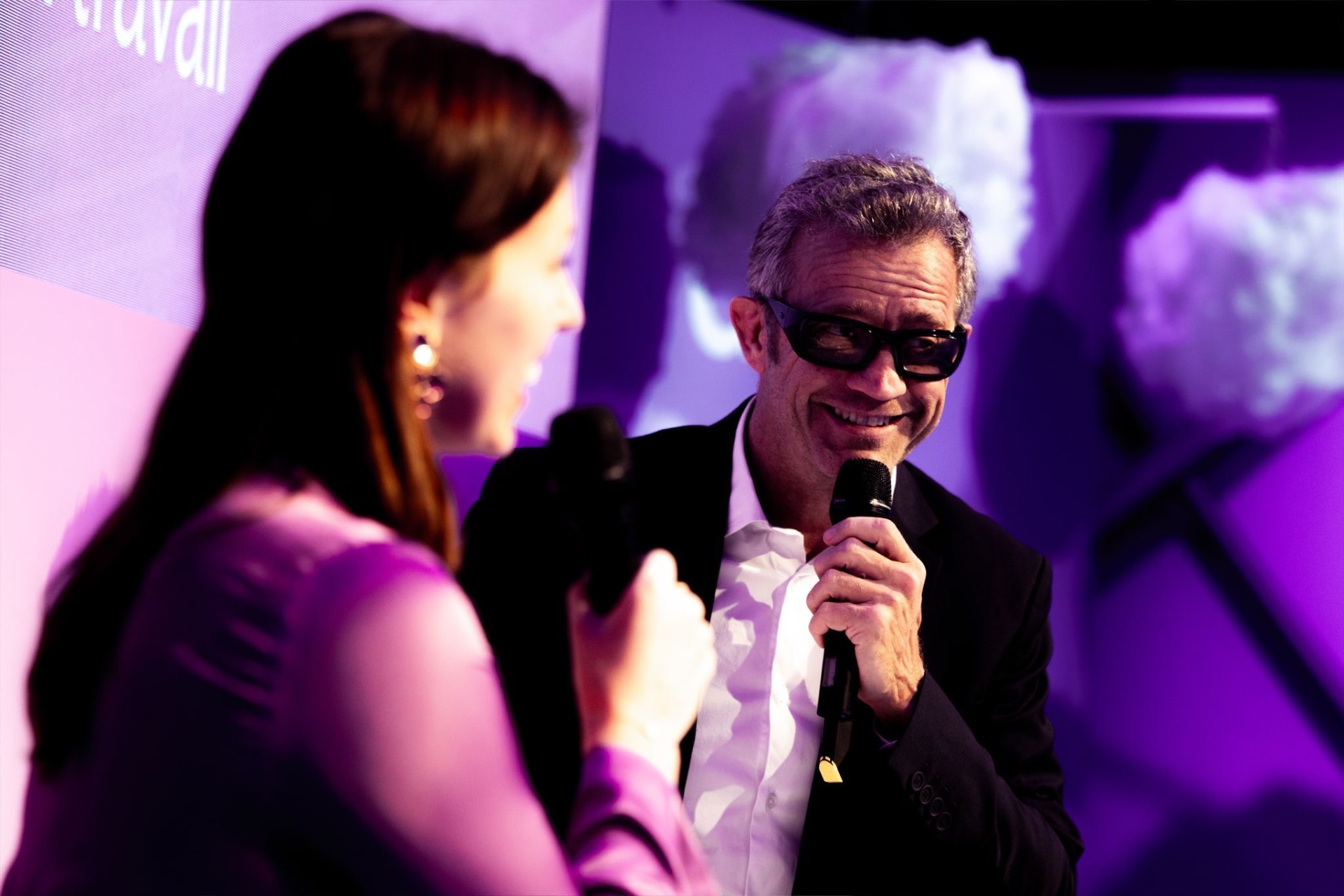 Fabien Galthié on stage in conversation with the host
